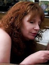 Big boobed grandma Candy Apples gives her boyfriend a sexy blowjob and got her pussy fucked badly